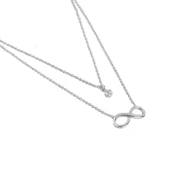 carlton london Sterling Silver Dangling Infinity & Solitaire Double Chain Necklace image 3