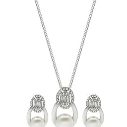 silberry Women Sterling Silver Chain with Pendant & Earrings Set image 3