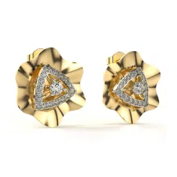 valanova Women Yellow Gold Lab Grown Diamond Stud Earrings image 3