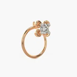 valanova Women Sterling Silver Rose Gold-Plated Lab Grown Diamond Nose Pin image 3