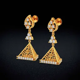 joyalukkas Women Yellow Gold Stone-Studded Jhumka Earrings image 3