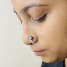 arte Women Oxidized Sterling Silver Clip-On Nose Pin image 3