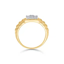p n gadgil jewellers Men Yellow Gold Signature CZ Ring image 3