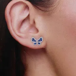 kai jewel Women Sterling Silver Cubic Zirconia-Studded Butterfly Stud Earrings image 3