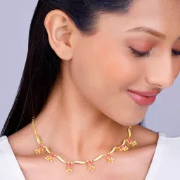 giva Sterling Silver Golden Brahma Kamal Bud Necklace image 3