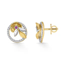 p n gadgil jewellers Women Yellow Gold Floral Stud Earrings image 3