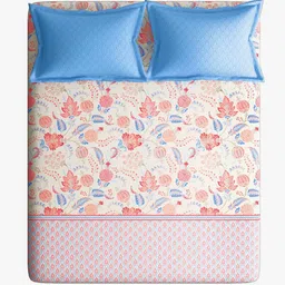 portico 144 TC Floral Print Super King Size Bedsheet with Pillow Covers image 3