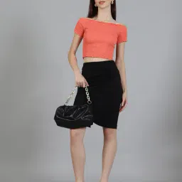Shein Knee Length Side Pleated Wrap Skirt With Back Slit image 3