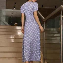 Shein Puff Sleeves Polka-Dot Print Fit & Flare Dress image 3