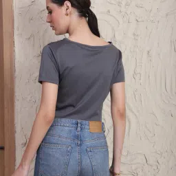 Shein Asymmetrical Ruched Neck Short Sleeve Bodysuit image 3