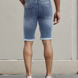 Shein Knee Length Distressed Denim Shorts With Pockets image 3