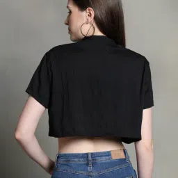 Shein Short Sleeve Cutaway Collar Textured Crop Boxy Fit Shirt image 3