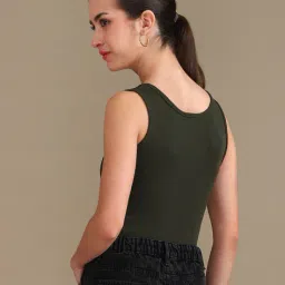 Shein Sleeveless Zip Front Ribbed Leotard Top image 3