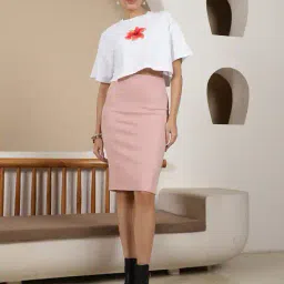 Shein Casual Floral Chest Print Crop-Length Short Sleeve T-Shirt image 3