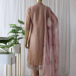 nyrika Women Embroidered Straight Kurta with Pants & Dupatta image 3