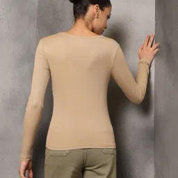 Shein Activewear Neck Cut-Out Full Sleeve Ribbed Fitted Top image 3