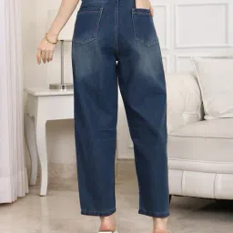 Shein Ankle Length High Rise Knee Pleated Mid Wash Jeans image 3