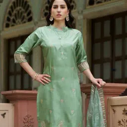 svaraa Women Embroidered Straight Kurta Set image 3