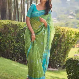 ri-wah Women Printed Saree with Blouse Piece image 3