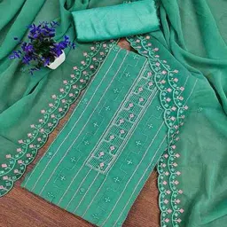 svaraa Women Embroidered Unstitched Dress Material image 3