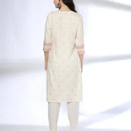 avaasa mix n' match Women Leaf Print Straight Kurta image 3