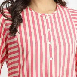 pink fort Women Striped Kurta & Pants Set image 3