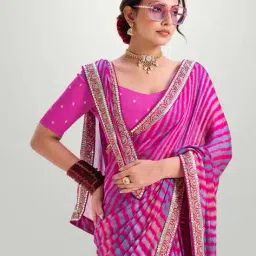 ri-wah Women Striped Saree with Contrast Border  image 3