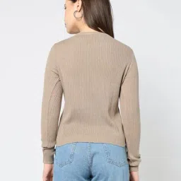 yousta Women Ribbed Round-Neck Pullover image 3