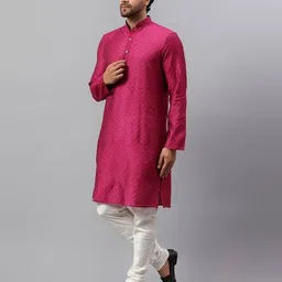 latest chikan Men Embroidered Regular Fit Kurta image 3