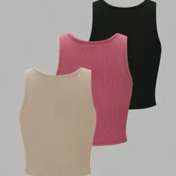fyre rose Women Pack of 3 Slim Fit Tank Top image 3