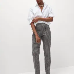 marks & spencer Twill Checked Straight Leg Trousers image 3