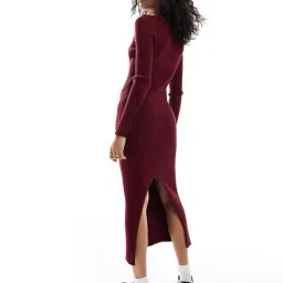 asos design Ribbed Crew-Neck Maxi Dress image 3