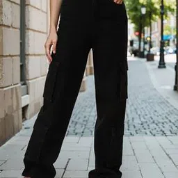 Shein Full Length High Rise Straight Fit Cargo Jeans-picture-25