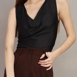 Shein Party Cowl Draped Neck Sleeveless Fitted Leotard Top-picture-49