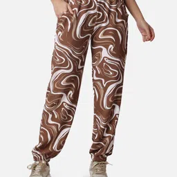 popwings Women Printed joggers with Elasticated Waistband image 4