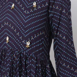 fusion Polka Print V-neck A-line Dress image 4