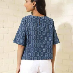 fabindia Women Printed Round-Neck Top image 4