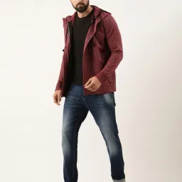 arise Men Regular Fit Front Open Hooded Sweatshirt image 4