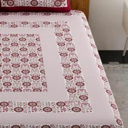 uniqchoice Floral Cotton Jaipuri Traditonal Double BedSheet With 2 Pillow Cover image 4