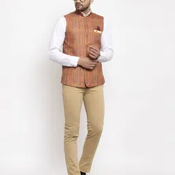 klotthe Striped Nehru Jacket image 4