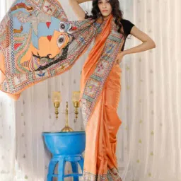 quelea Women Linen Saree with Embroidered Border image 4