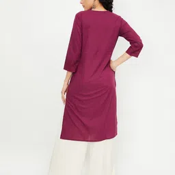 max Women Embroidered Yoke Straight Kurta image 4