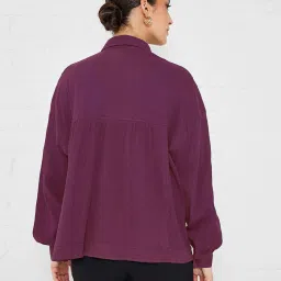 styli Women Oversized-Fit Shirt with Patch Pockets image 4