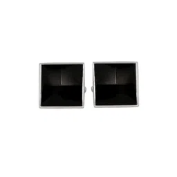 peluche Rhodium-Plated Checked Cufflinks image 4