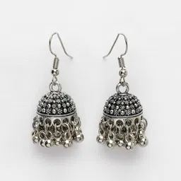 nvr Women Silver-Plated Jhumka Earrings image 4