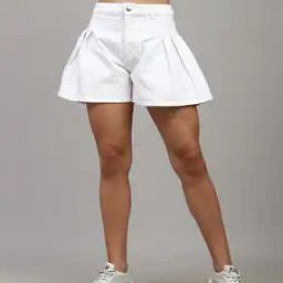 Shein Pleated Flared Mini Denim Shorts-picture-21