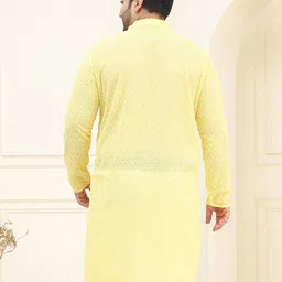 sojanya Men Embroidered Regular Fit Long Kurta with Mandarin Collar image 4