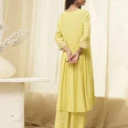biba Women Embroidered A-Line Kurta Set with Dupatta image 4