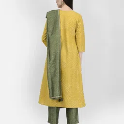 span Floral Print A-Line Kurta with Round Neck image 4