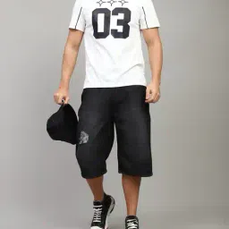 Shein Wide Leg Distressed Denim Shorts With Pockets image 4